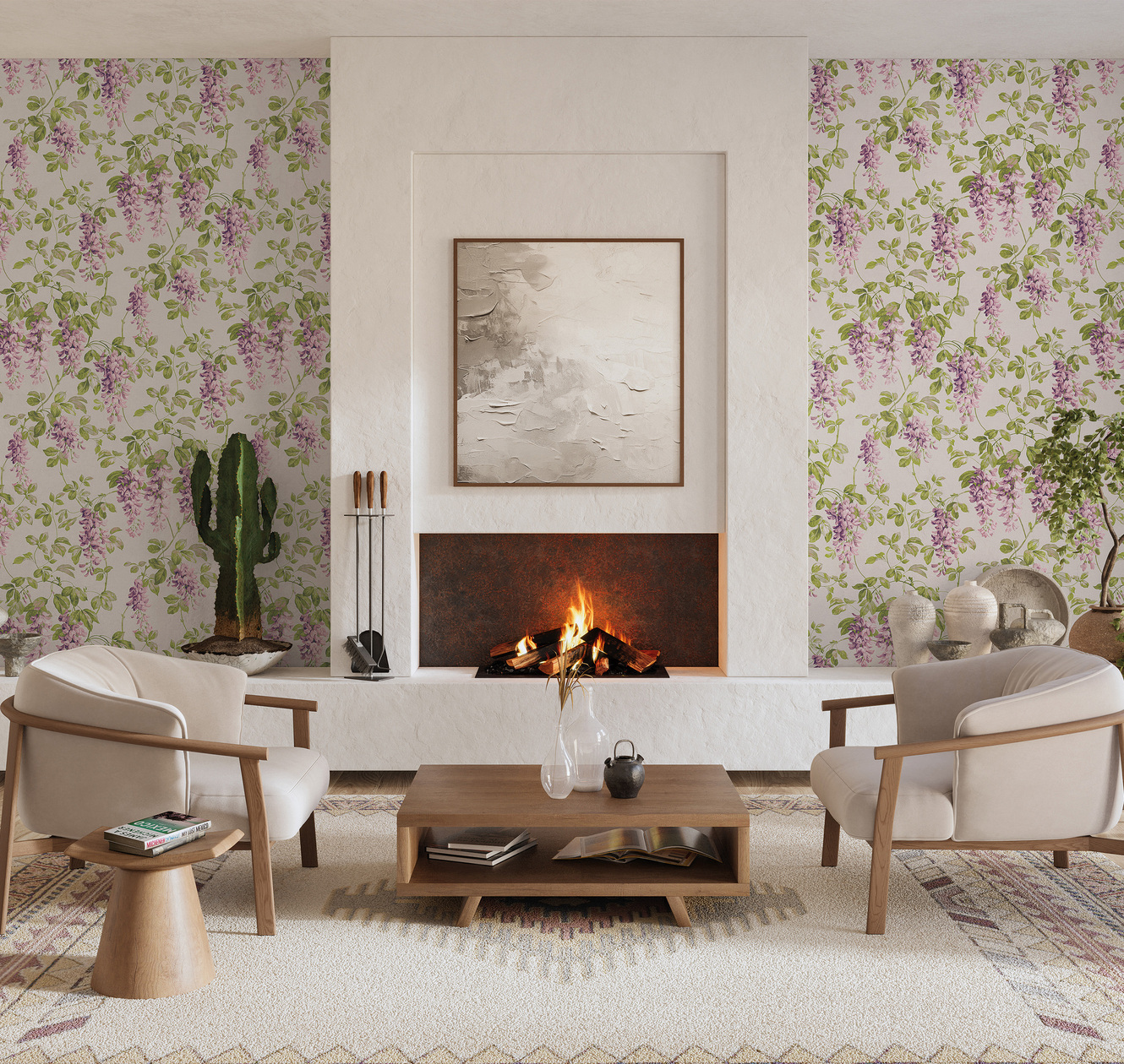 Панно Loymina Панорама Танец вистерий PNR5 001 3×1 фото в интерьере